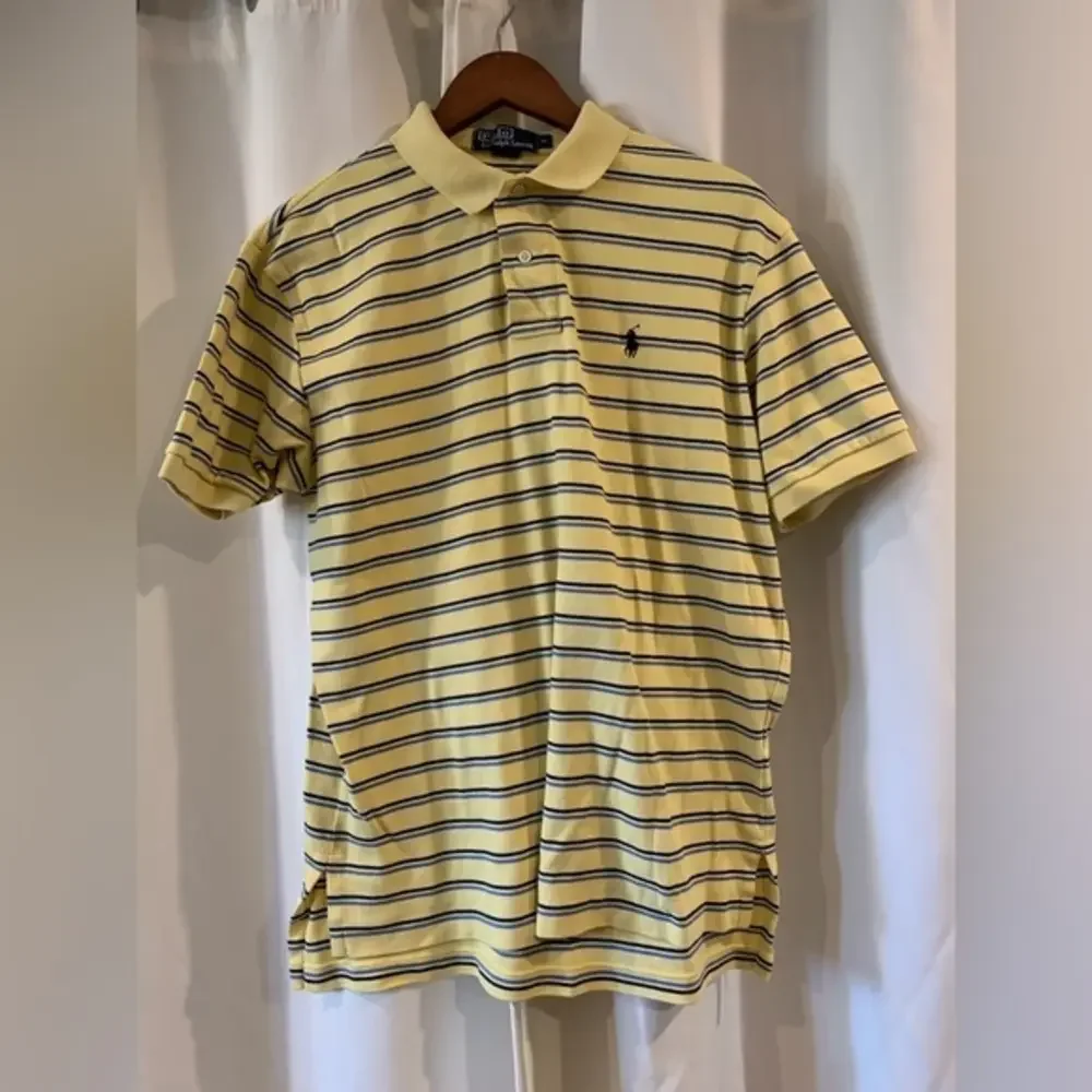 Polo‎ By Ralph Lauren Men’s SZ M Yellow/Blue Striped Short Sleeve Polo Shirt